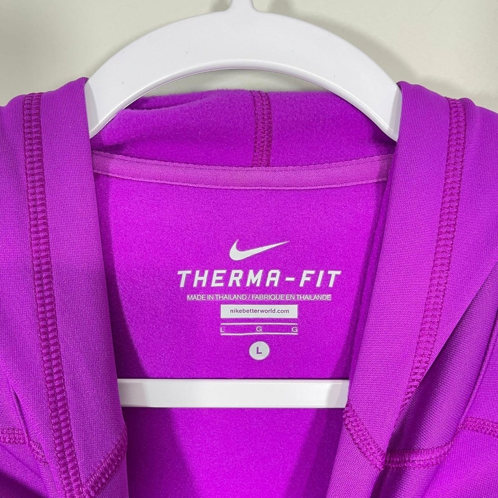 Nike Therma Fit Hoodie Sweatshirt Womens Large Magenta Purple‎ Athletic Training - Picture 9 of 11